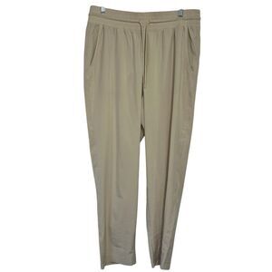 GapFit Drawstring Athletic Pants Womens Large Beige Pockets Track Athleisure